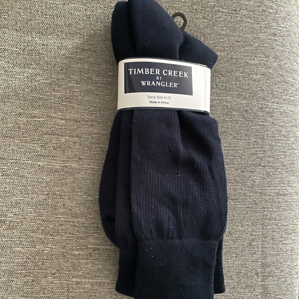 New Timber Creek by Wrangler Mens Black Knit 2 Socks Sz 6-12